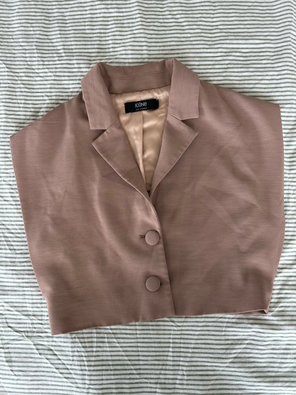 Simon’s ICONE Mauve Blush Double-Breasted Women's Cropped Blazer
